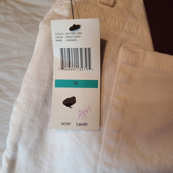 Gloria Vanderbilt white Jeans 16 Amanda skinny nwt - Picture 7 of 7